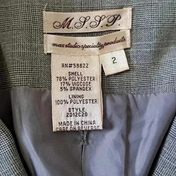 ❤️ Max Studio Grey Plaid Blazer Women's Size 2 Long  Sleeved - Picture 10 of 13
